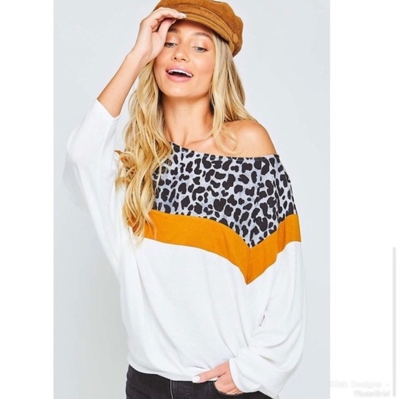 New! Clearance 🔥 Leopard print wide neck spotted top - Picture 7 of 8